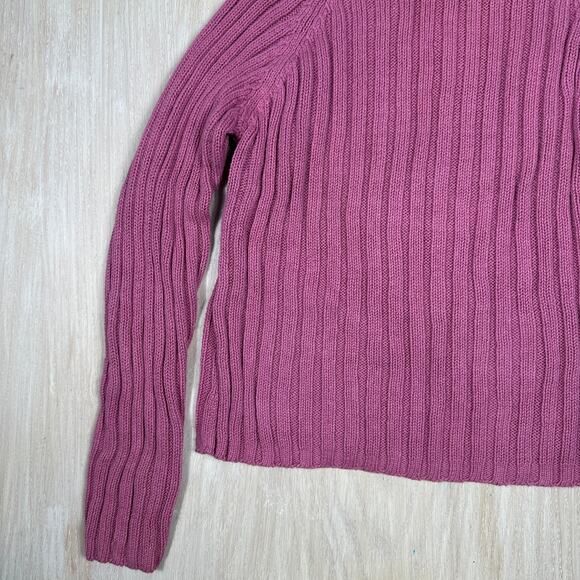 VTG Herman Geist Pink Mock Neck Ribbed Knit Slim Fit Casual Pullover Sweater LG - Picture 5 of 14